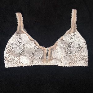Victoria's Secret Floral Lace Bralette Nude White